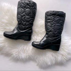 SALE! Coach black wedge heel snow boots